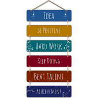 Art Vibes Designer Wall Hanging Wooden Art Decoration Item For Living Room | Quotes Decor Item | Wall Art For Hall | Mdf Wall Decoration (Wh 3207N, Multicolour) - Set Of 6