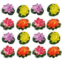 TIED RIBBONS 16 Pcs Artificial Floating Lotus Floating Flowers with Rubber Leaf - (Multi) Artificial Flowers for Water Decoration Urli Aquarium Fountain Home Decor Office Pooja Room Wedding Birthday