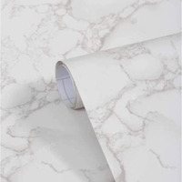 OM AKSHAR Kitchen cabinets White Marble Wallpaper Oil Proof Waterproof Floor Tiles Stickers Waterproof Large Wall Paper for Home and Kitchen Decor (White Marble 45 * 500CM)