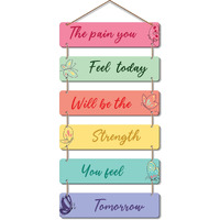 Artvibes Decorative Wall Hanging Wooden Art Decoration item for Living Room | Bedroom | Home Decor | Gifts | Quotes Decor Item | Wall Art For Hall | Mdf Wall Decoration, Set of 6(WH_3215N)