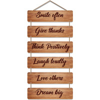 Artvibes Decorative Wall Hanging Ornaments Wooden Art Decoration item for Living Room | Bedroom | Home Decor | Gifts | Quotes Item | Mdf Modern Art Piece, Set of 6(WH_3217N)