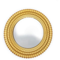 SATYAM KRAFT 1 Pcs Fiber Wall Mirror Hanging For Home Decor, Hanging In Bedroom, Living Room, Bathroom Decorations Items, With Hook For Hanging On Walls (Model 2), Brown