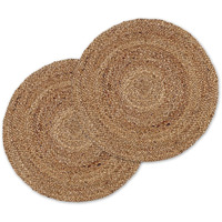 Fernish Decor Pack of 2 piece- Jute Round Rug - Braided Reversible Rug for Living Room Bedroom (Beige, 60 CM Round, 2pc)