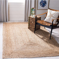 Fernish Decor Jute Braided Reversible Rug/Carpet for Living Room Bedroom Kitchen Entryway (Beige, 4 x 6 Feet Round)