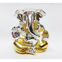 Gold Art India Gold and Silver Plated Resin Ganesh Idol for Car Dashboard God Ganesha Idol for Home Decor Ganpati for Gift (Small, Two Tone)