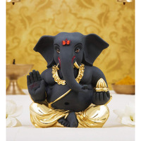 Gold Art India Gold Ceramic Ganesh Idol for Car Dashboard Small Ganesha Murti Ganpati Idol for Home Decor Puja Lord Ganesh Statue Gift for Office Desk Puja Room Figurine 5 X 3 X 4 Cm