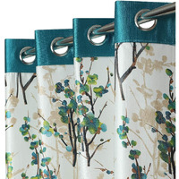 Ultica Fab Home Decor Kart 6Ft Grommet Curtains For Window Set Of 3 | Printed Panels And Drapes For Decoration | Curtains For Living Room Kitchen Hall, 4 X 6 Feet, Aqua Patti Joint