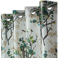 Ultica Fab Home Decor Kart 7Ft Grommet Curtains For Door Set Of 3 | Printed Panels And Drapes For Decoration | Curtains For Living Room Kitchen Hall, 4 X 7 Feet, Aqua