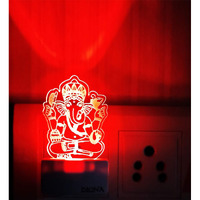 DIONA Acrylic Shri Siddhivinayak Ganpati Led 3D Illusion Wall Night Lamp with Elegant Design for Home Decoration | Color Changing Lights For Pooja Room Mandir Shops Hotel (Multicolour, Pack of 1)