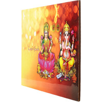 RANGBHAR Lakshmi Ganesh Photo Frame for Pooja Room, Worship Painting for Office, High Gloss Print on MDF, No Glass, 11 inch x 9 inch