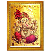 ADA Handicraft Ganesh Ji Photo Frame for Wall and Pooja/Poster for Pooja/Religious Framed... Rectangular, Wood, Ganeshjee 1