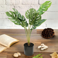 SATYAM KRAFT 1 Pc Artificial Monstera Plant with Vase Display for Home Decor,Balcony,Welcome Decoration Item,Realistic Look for Gifting,Ganpati Decoration Raksha Bandhan (with Vase)(Color 6)