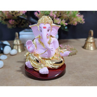 Electrum Kala Udyam Gaddi Ganesha/Ganpati with MDF Base for Car Dashboard, Home, and Office - Perfect for Housewarming, Return Gifts, and Festivals (MDFGADDIGOLDPINK)
