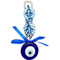 Saubhagya Global Fengshui Set of 1 Blue 2 Leaf Ganpati Evil Eye Hanging for Car & Door/Office, Small Size, Height-22cm