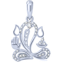 THE MARKETVILLA 925 Sterling Silver Ganesha Ganpati Locket CZ God Pendant For Man & Women Pendent