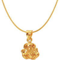 Mahi Exa Collection Ganesh Gold Plated Religious God Pendant with Chain for Men & Women PS6012012G
