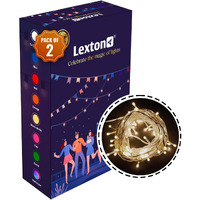 Lexton Lunar 20 Meter 100 LED String/Fairy Light | Plug Sourced | Suitable for Home & Outdoor Decoration, Diwali, Christmas, Wedding, Party, Lawn, Ganesh Chaturthi, Festival (Pack of 2, Warm White)