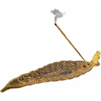 Pure Source India Aluminum Incense Holder & Ash Catcher Agarbatti Stand Featuring Ganesh Figurine (9x2 inch, Gold)