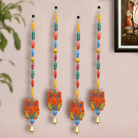 TIED RIBBONS Pack of 4 Wall Hangings for Home Decoration Toran Ganesh Latkans with Bells Wedding Stage Backdrop Festive Decoration Items (Length 45 cm Each) - Decoration Item for Home Decor