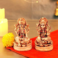 TIED RIBBONS Decorative Laxmi Ganesh Idol Statue Showpiece - Decoration Items For Home Dcor Living Room Bedroom Pooja Room Mandir Temple Table Desktop Office Gifting, Multicolour