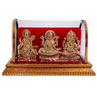 Awesome Craft Acrylic Gold Plated Idols Laxmi Ganesh Murti Ma Saraswati for Home Decor Pooja Room Study Table Living Room & Office Decoration Gift Item