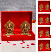 CraftVatika Metal Laxmi Lakshmi Ganesh Diwali Gift Gifts Items for Home Decoration, Cooperate Gifts, Anniversary, Wedding Gift with Velvet Box Packing (Set of 5)
