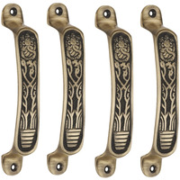 Chitra Ganesh Ji Series Brass Door/Cabinet/Drawer Handles Pack of 4 (6 Inch, Antique Brass)