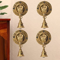 The Advitya Elephant Trunk-Shaped Brass Door Hanging Bell | Antique Finish Ganesh Ghanti | Elephant Face Temple Bell | Wall Decoration Decorative Mandir Gate Bell Pack of 4 | 3.3 X 3.3 Inch