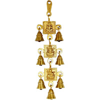 Pick End Now Brass Wall Hanging Laxmi Ganesh & Saraswati with 7 Bells | Wall Decorative Bell for Home, Office Dcor, Product Dimensions - 10.16 x 2 x 33.02Cm, 600Gm