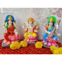 NIRAJ ART Ganesh laxmi sarswati ji set 7 inch for diwali puja Statue Figurine Murti idol Decorative for Home Bedroom Pooja Room Office Table Decoration & Gift Items