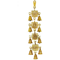Pick End Now Brass Wall Hanging Laxmi, Ganesh, Shubh Labh with 9 Bells | Wall Decorative Bell for Home, Office Dcor, Product Dimensions - 10.16 x 2 x 39.37Cm, 750Gm