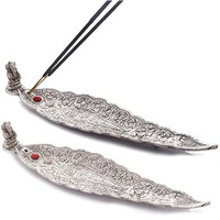 Crafticia Aluminum Incense Holder & Ash Catcher Agarbatti Stand Featuring Ganesh Figurine (9x2 inch) (Sillver, 5)