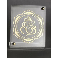 shree kreations Gold Plated Ganesh Ji Photo Frame On Imported Virgin Acrylic Sheet For Car Dashboard Table Top