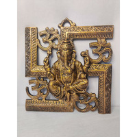 Akriti Brass Aluminum Om Ganesh Swastik Wall Hanging For Entrance Door Living Room Temple Idol Pooja | Shubh Labh Copper Gold Gun Metal Statue | Diwali Gifting Home Decorative LR