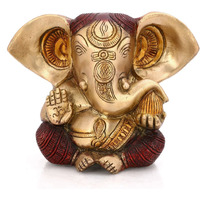 Collectible India Brass Ganesha Idol Ganesh Sitting statue Long Ear Showpiece Figurine for home temple decoration