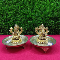 RAMA METAL Ganesh and Lakshmi Statue with CHOWKI Stand
