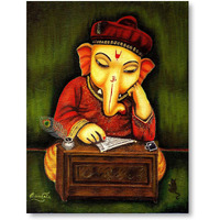 Rizmonk - Religious - Lord Ganesh - Indian Gods - Oil Painting Canvas Paintings For Living Room Bedroom Home Wall Art Large Size Unframed (Size - 27X36 Inches, Multicolor) - C23