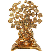 Klassic Lord Ganesh Idol with Good Design Diya Lamp | Diwali Diya, Durga Puja, Subh Labh Gift Temple Articles Decoration Antique Gifts (Pack of 1, Golden )