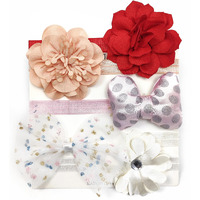 ANNA CREATIONS Premium Designer Soft Flower Bow Hairband Headband Hair Accessories For Baby Girls, Baby Girl Kids Hairband Headbands Elastic Hair Accessory, Pack Of 5 - Multicolor