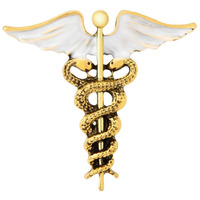 UJOY Lapel Pins Brooch Fashion Design with Doctor Synbol Antique Gold