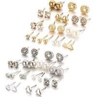 YouBella Jewellery Earrings Gold Plated Combo of 24 Stud Tops Earings for Girls and Women