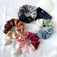 Silvr Bear Triple tone Satin Scrunchies for Women and Girls Multi-colour - 4 pack