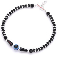 DHRUVS COLLECTION 925 Pure Silver Evil Eye Nazariya Bracelet with Black Crystals for Girls & Women