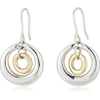 Estele Zinc And Brass Alloy 24K Gold And Silver Plated Concentric Circles Drop Earrings For Girls and Women