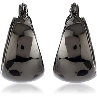 Estele Fashion Jewellery Rhodium Plated Metallic Black Classic Hoop Earrings for Girls and Women-393/706 ER