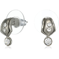 Estele 24 Kt Gold and Silver Plated Dual band Stud Earrings