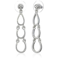 Estele Rhodium Rain Drop Dangle Earrings for Women