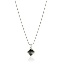 Estele silver tone diamond shape pendanct with brown enamel for women