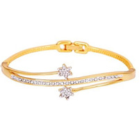 Estele Jewellery Bracelet For Women Gold & Rhodium Plated Classic Twin Cuff Bracelet with White Crystals for Girls and Women-101733 BR