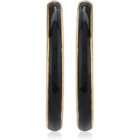 Estele 24Kt Gold Plated Black Enamel Studs Earrings for Women